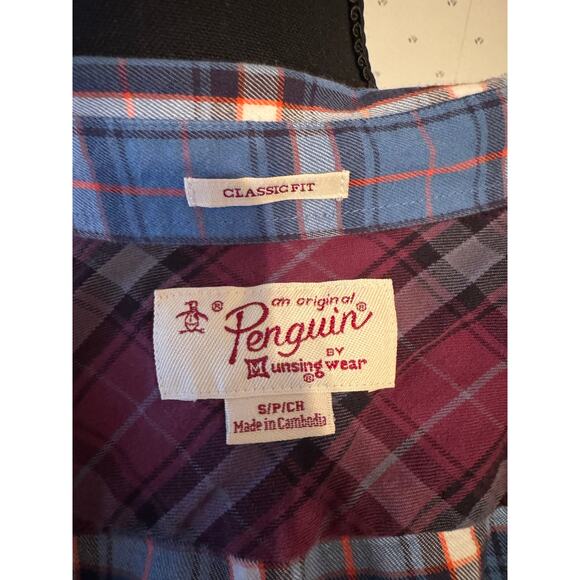 PENGUIN Blue Plaid Button Down Shirt Size Small - Picture 4 of 5